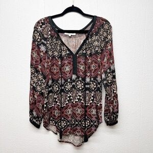 Daniel Rainn Dark Floral Womens Top Medium Cottagecore Bohemian Gardencore Flowy